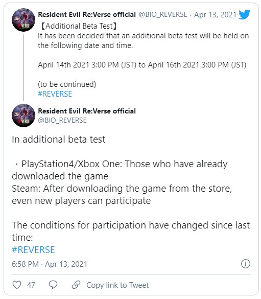 《惡靈古堡Re：Verse》第二輪測試4月14-16日進行