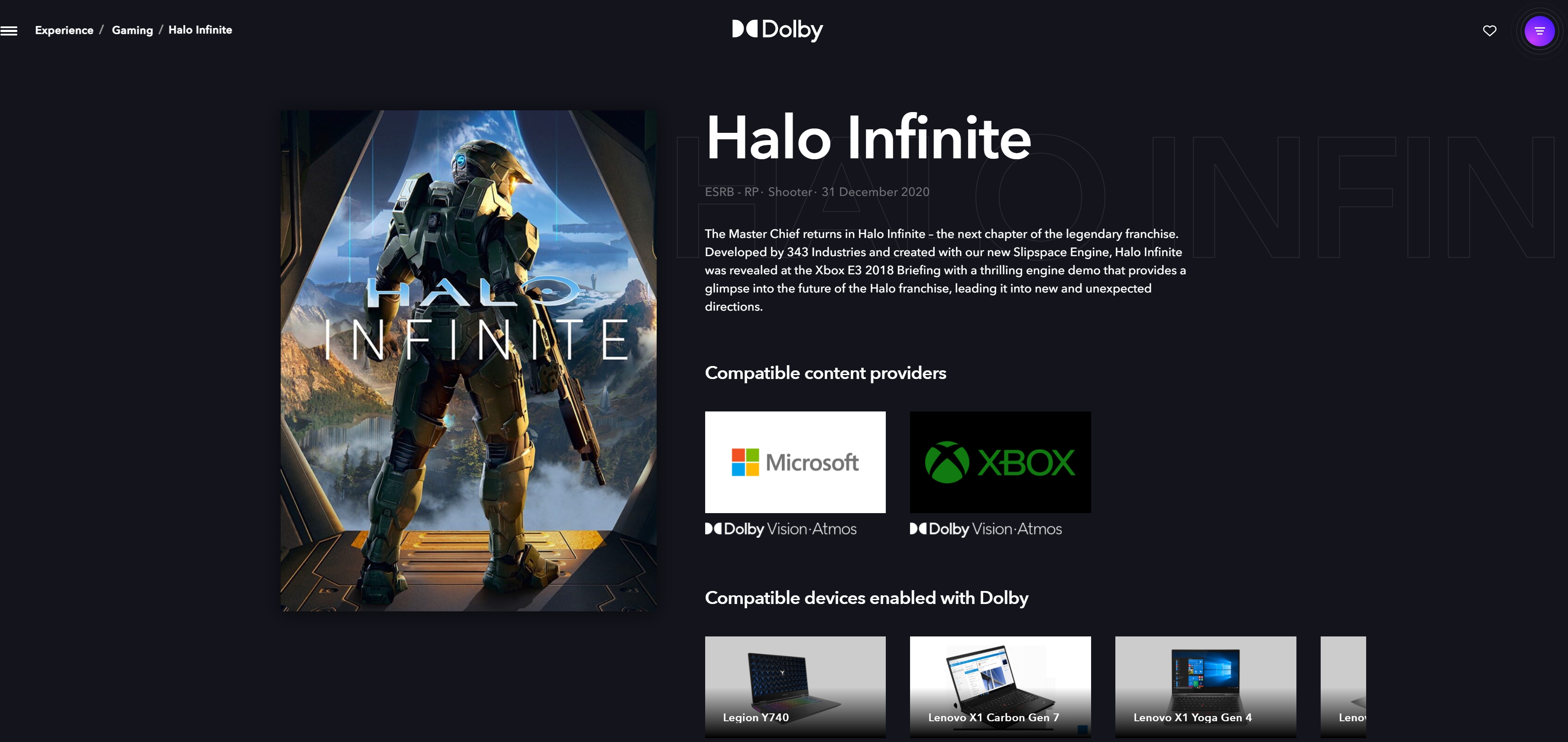 《最後一戰：無限》PC和Xbox支持杜比視界和杜比全景聲