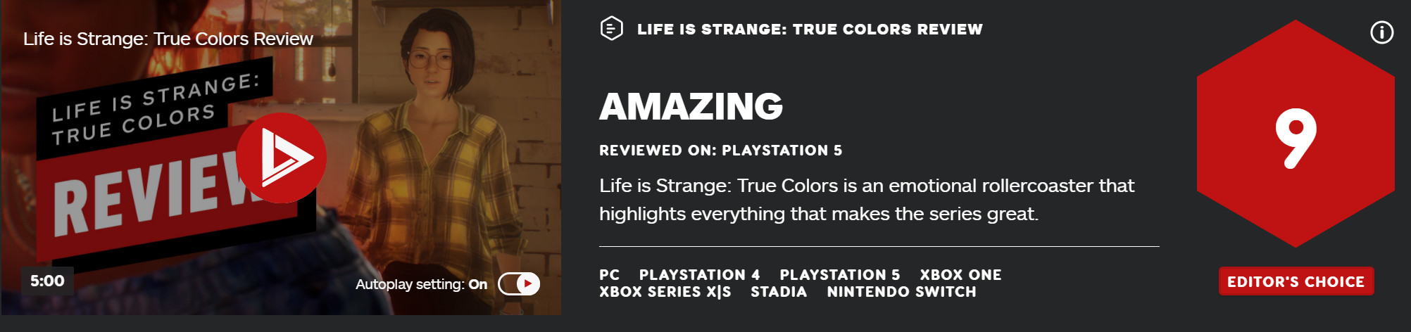 《奇妙人生：本色》IGN 9分 系列最好一作