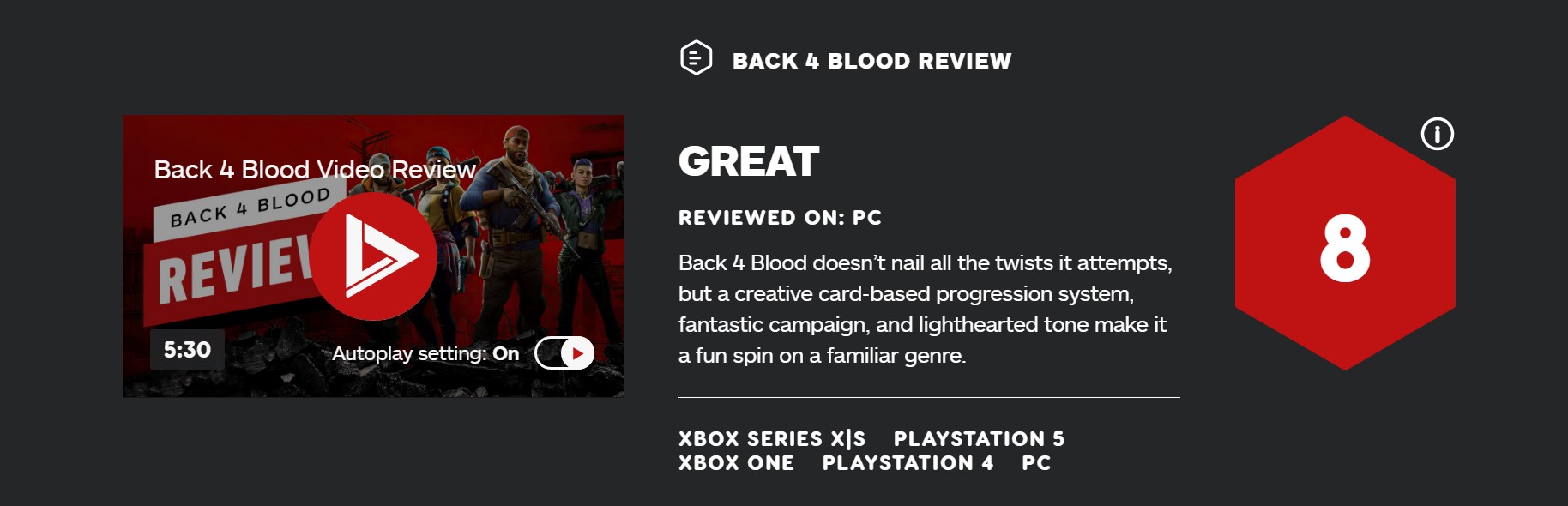 《喋血復仇》IGN 8分：不是《惡靈勢力》的簡單複刻