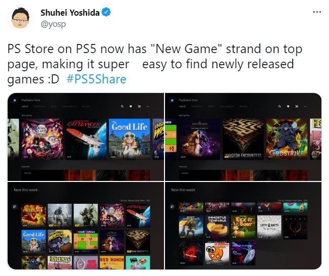 PS5商店首頁新增“新遊戲”頁面 查看新作更快捷