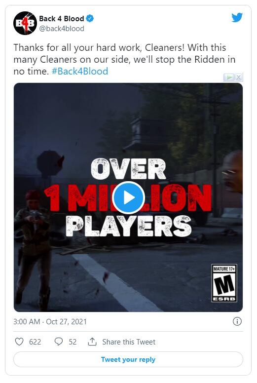 合作打僵屍射擊遊戲《喋血復仇》玩家人數超過600萬