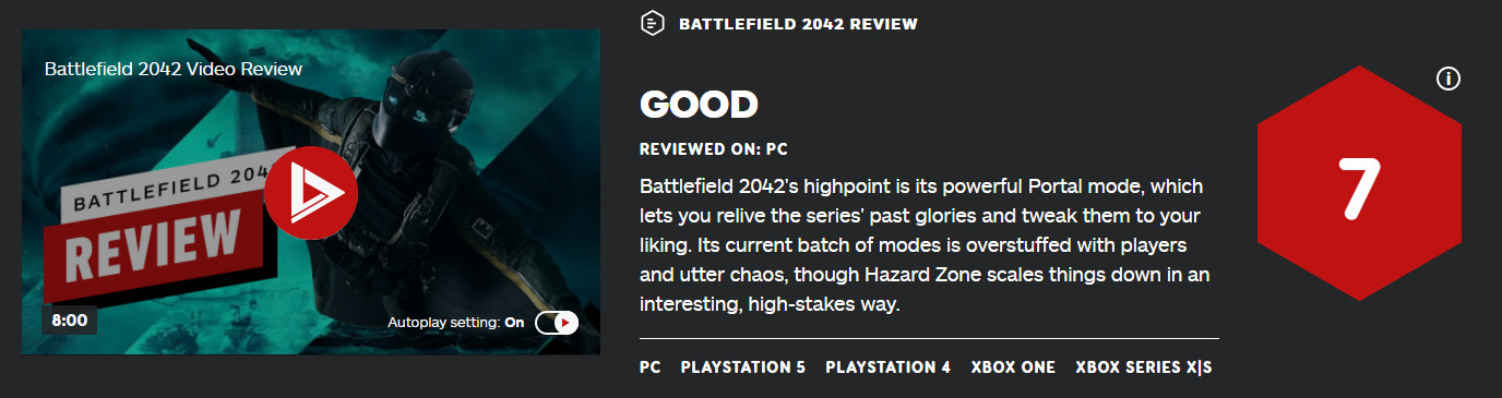 《戰地風雲2042》IGN 7分 危險區和門戶模式讓人驚喜