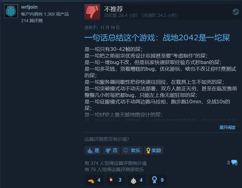 《戰地風雲2042》上架Steam平台 數小時即獲多半差評