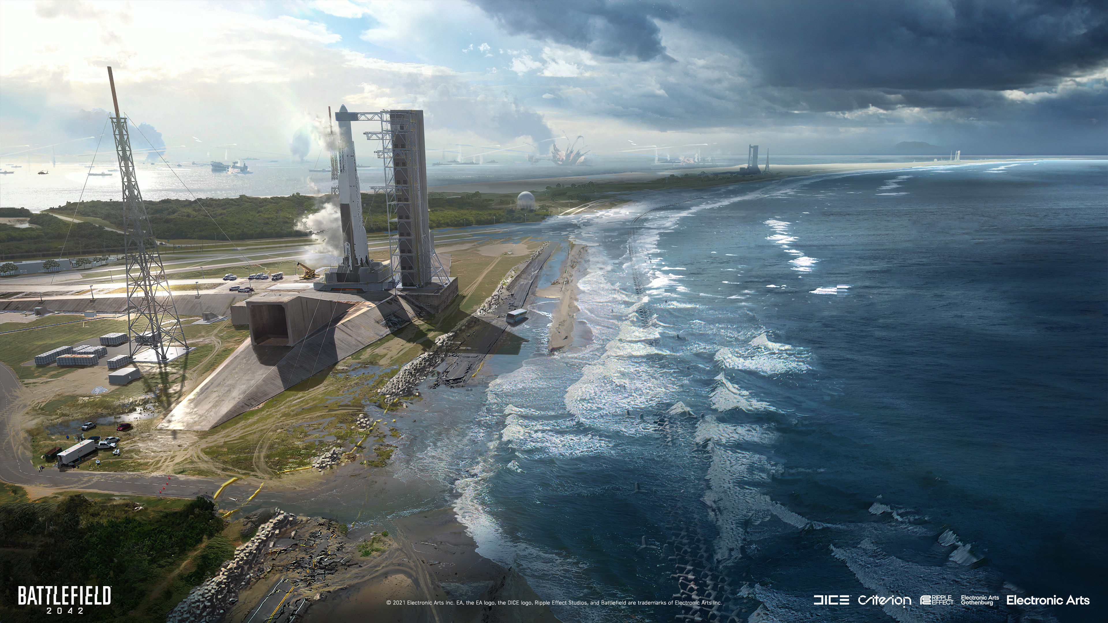 《戰地風雲2042》大量概念圖 火箭發射場原本有洪水