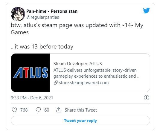 Atlus疑似要將另一款作品移植至PC平台