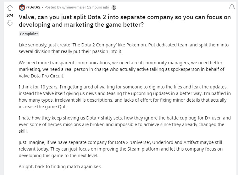 國外玩家呼籲V社分拆 成立DOTA2單獨公司