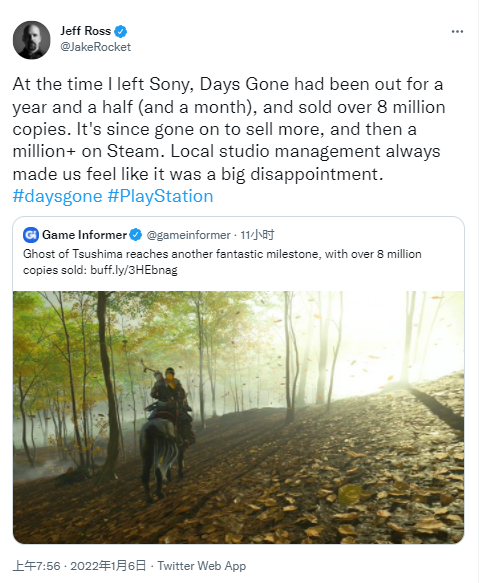 《往日不再》導演表示遊戲也突破了800萬 但管理層依舊不滿