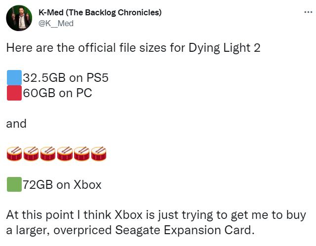 傳聞：《垂死之光2》Xbox版容量是PS5版的兩倍