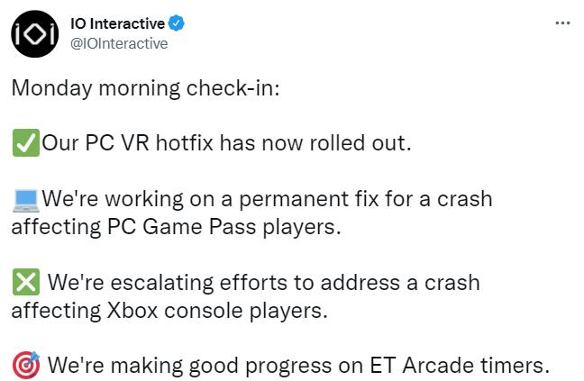 《殺手3》PC VR熱修複已推出 其他問題仍在解決中