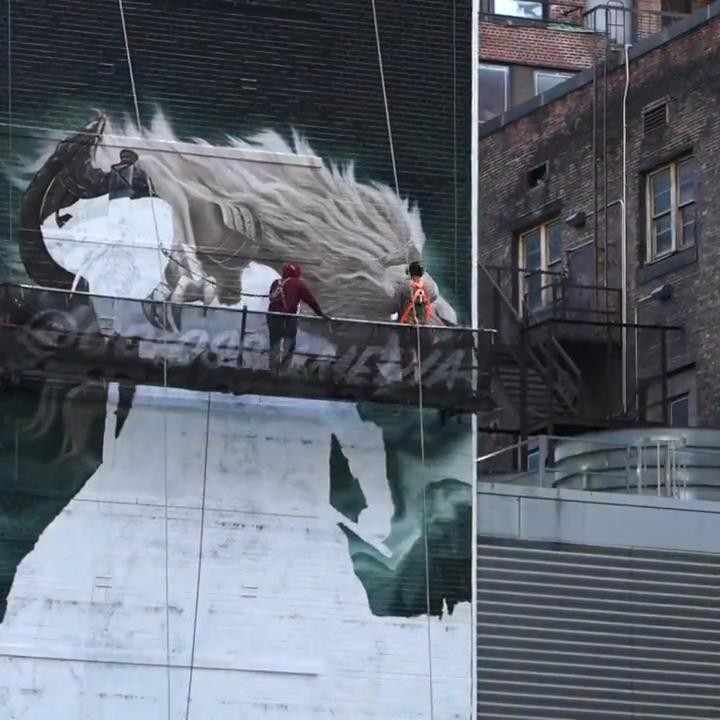《艾爾登法環》紐約巨幅宣傳畫繪製視頻 葛孚雷霸氣