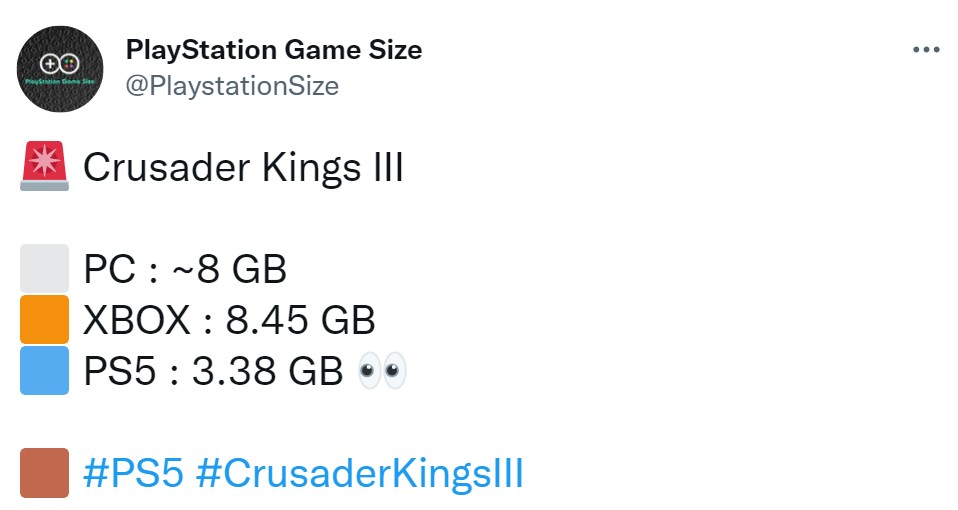 《十字軍之王3》PS5版容量僅3.38GB