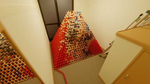 高玩真會玩 玩家打造立體金字塔多米諾推倒驚現瑪利歐