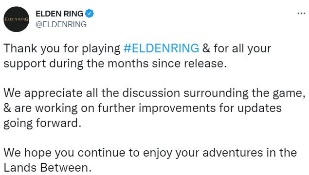 《艾爾登法環》感謝玩家支持 承諾更多更新正在進行中