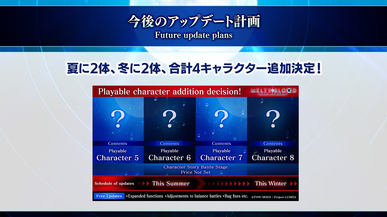 《月姬格鬥 TYPE LUMINA》還將追加4名DLC角色