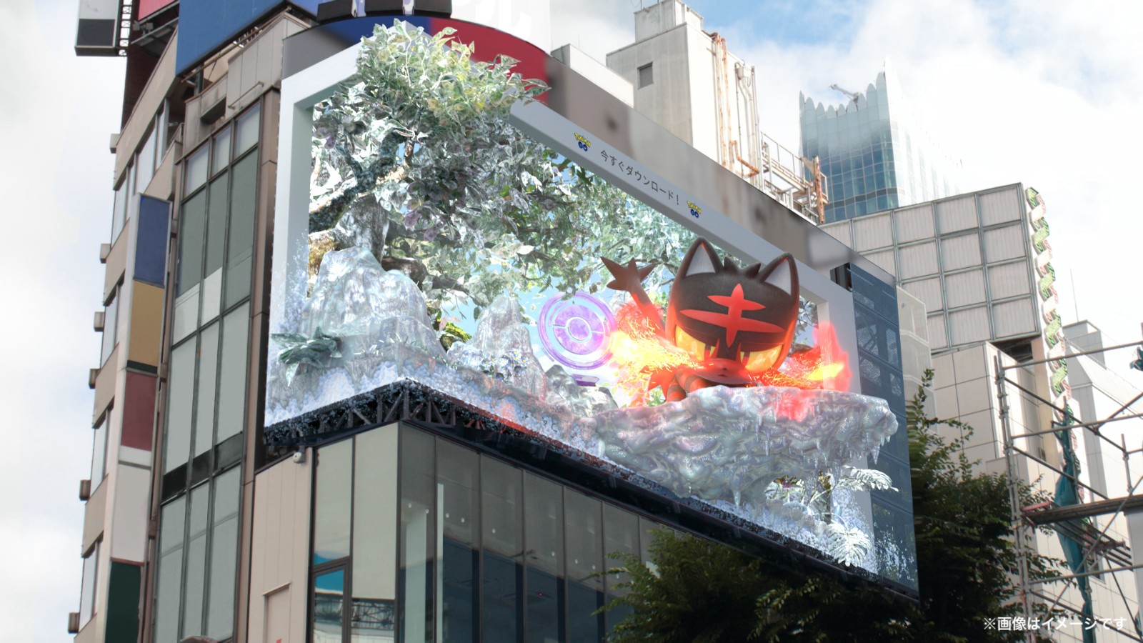 《寶可夢Go》在新宿投放新3D廣告 大量貓咪寶可夢出鏡
