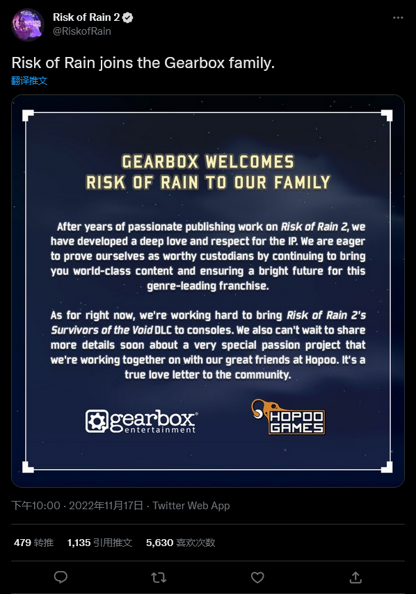 Gearbox收購《雨中冒險》IP 將負責未來內容開發