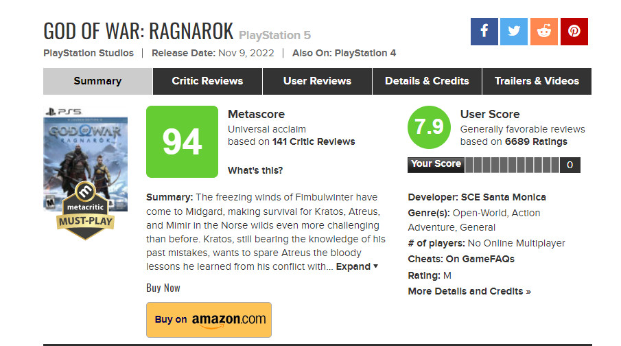 《巫師3》超《戰神5》成今年MTC評分第二高的PS5遊戲