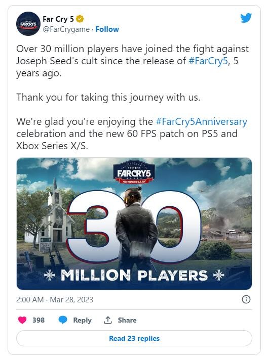 育碧《極地戰嚎5》玩家數量突破3000萬