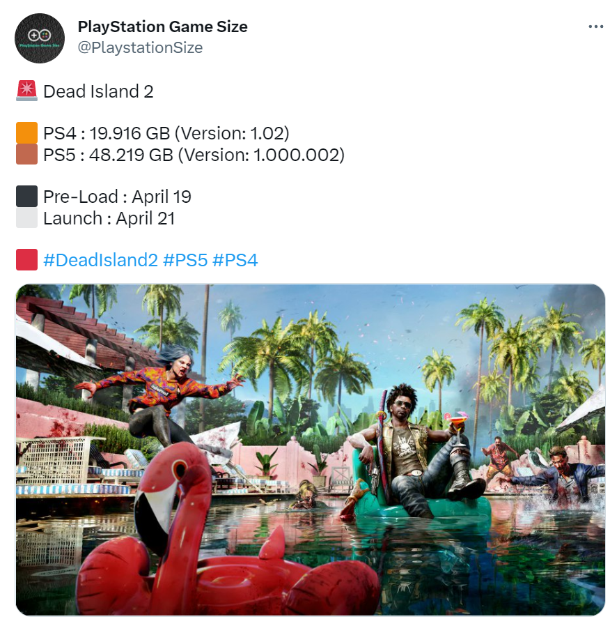 《死亡島2》PS版容量曝光 PS5約50G