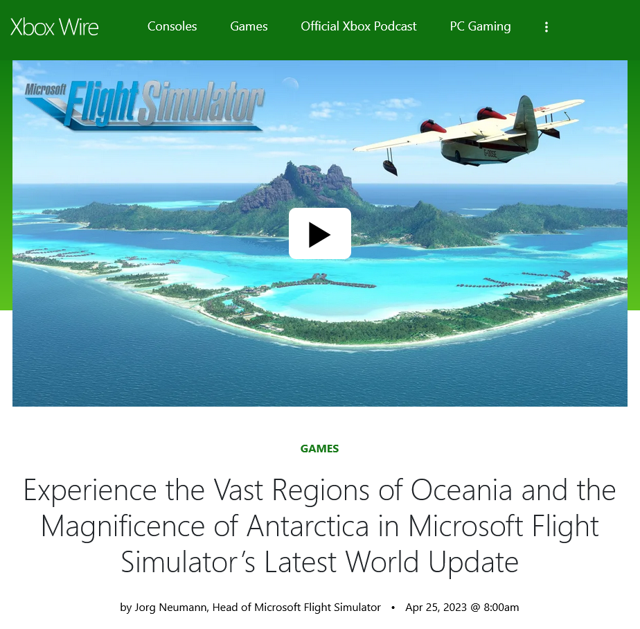 《微軟飛行模擬》最新世界更新 大洋洲和南極洲美景