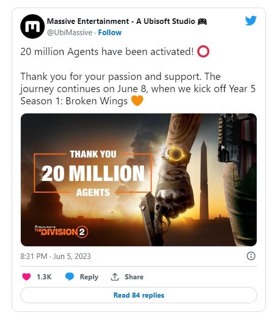 育碧《全境封鎖2》總玩家數突破2000萬