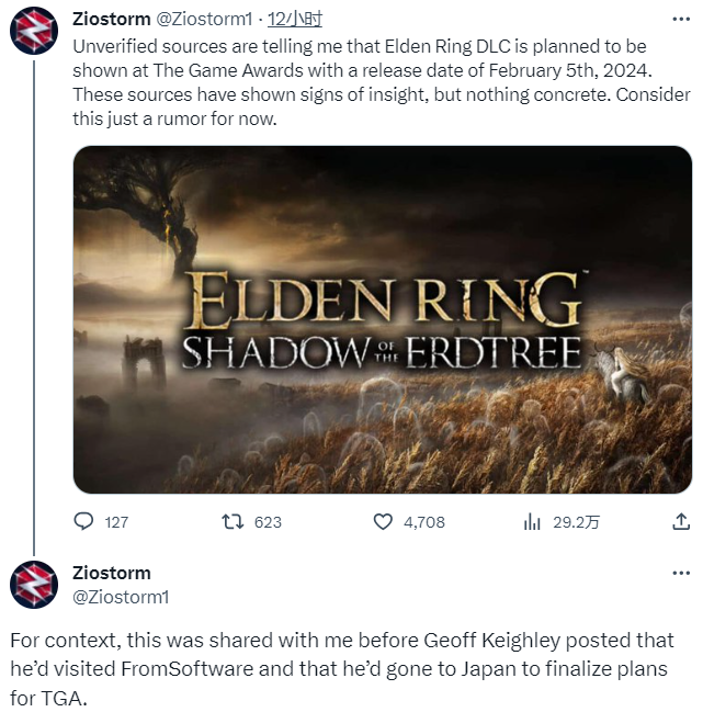 傳聞：《艾爾登法環》DLC將亮相TGA 2024年2月5日發售