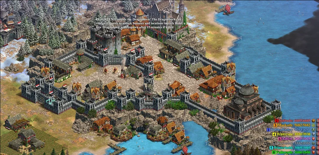 玩家在《世紀帝國2》中重現《上古卷軸5》天際省