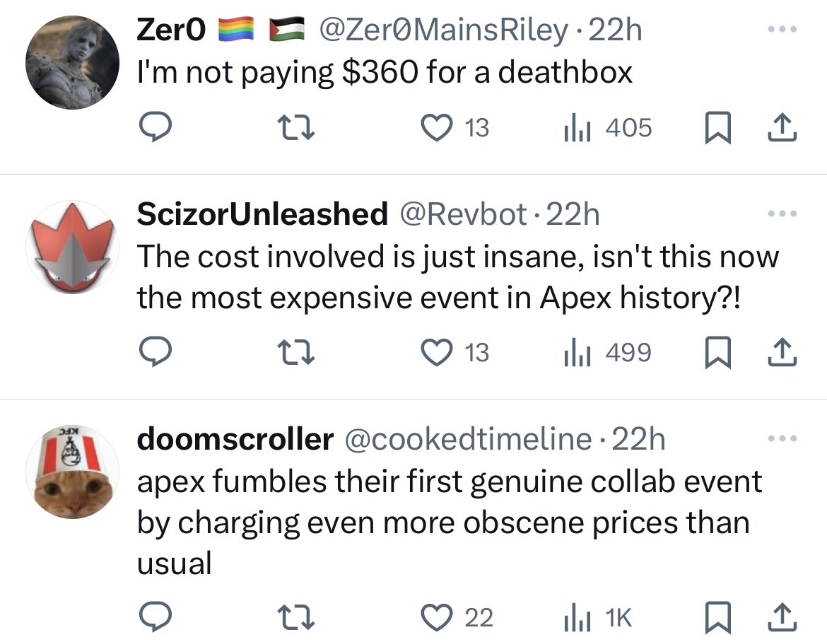 《Apex 英雄》和《太空戰士7》聯動活動物品總價超過360美元 引玩家不滿